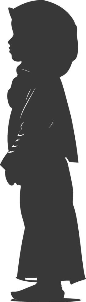 Silhouette muslim little girl black color only vector