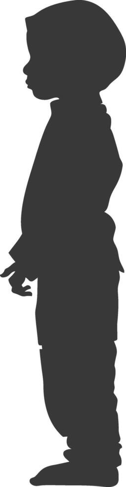 Silhouette muslim little boy black color only vector