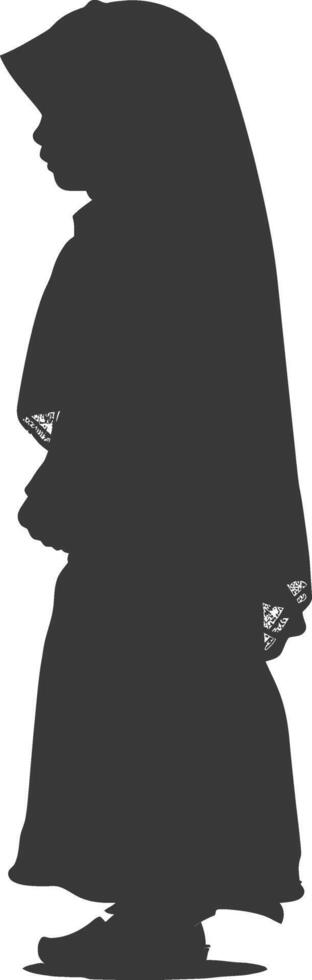 Silhouette muslim little girl black color only vector
