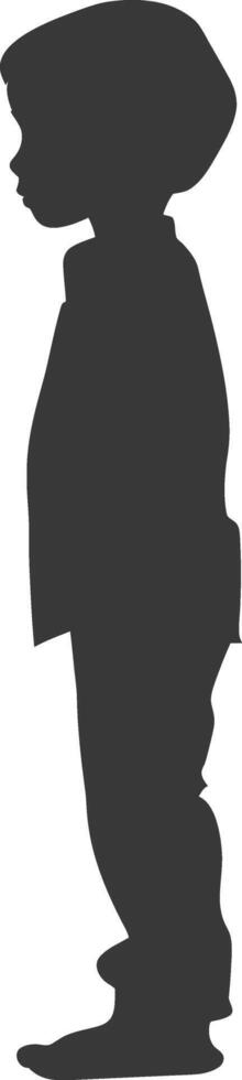 Silhouette muslim little boy black color only vector