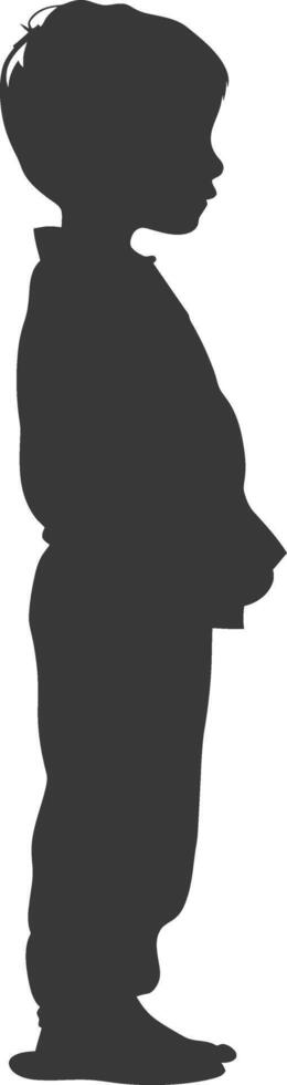 Silhouette muslim little boy black color only vector