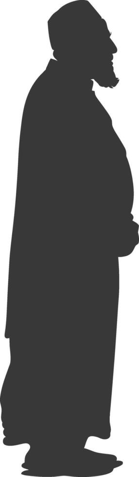 Silhouette muslim elderly man black color only vector