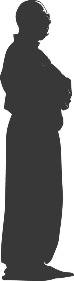 Silhouette muslim man black color only vector