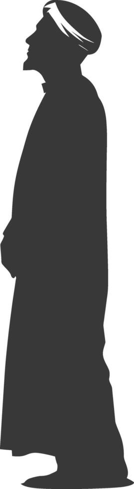 Silhouette muslim man black color only vector