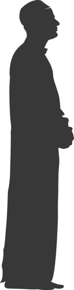 Silhouette muslim man black color only vector