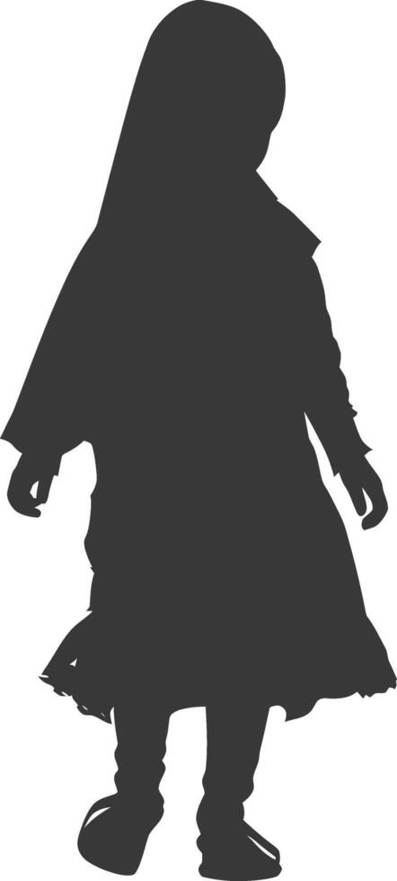 Silhouette muslim little girl black color only vector