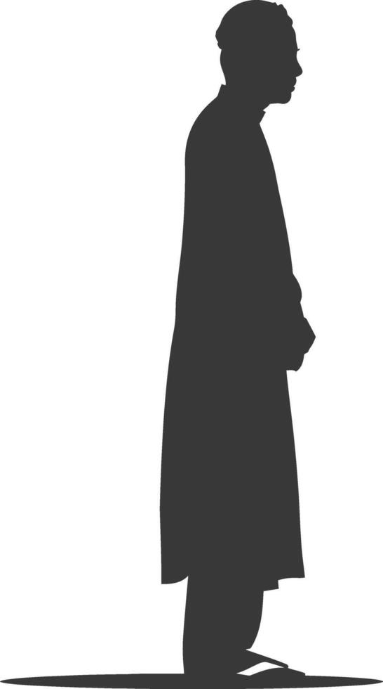 Silhouette muslim man black color only vector