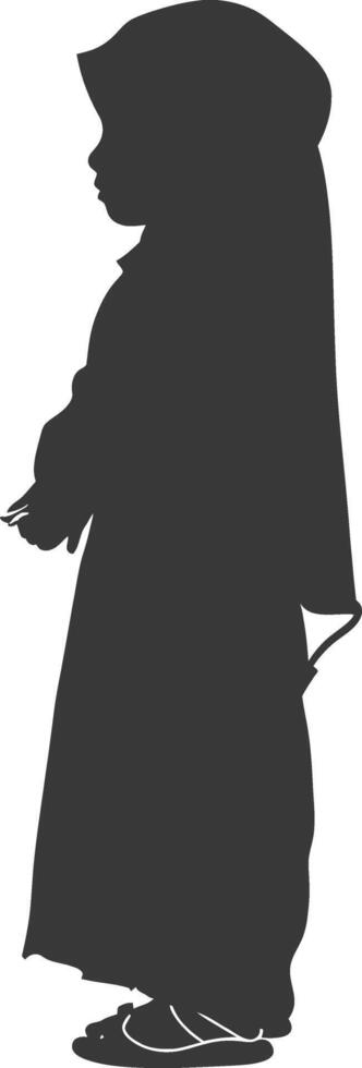 Silhouette muslim little girl black color only vector