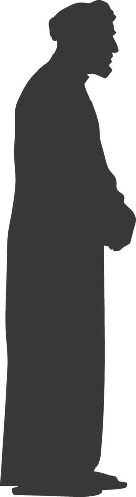 Silhouette muslim man black color only vector