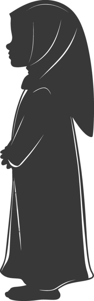 Silhouette muslim little girl black color only vector
