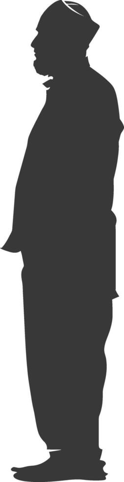 Silhouette muslim man black color only vector