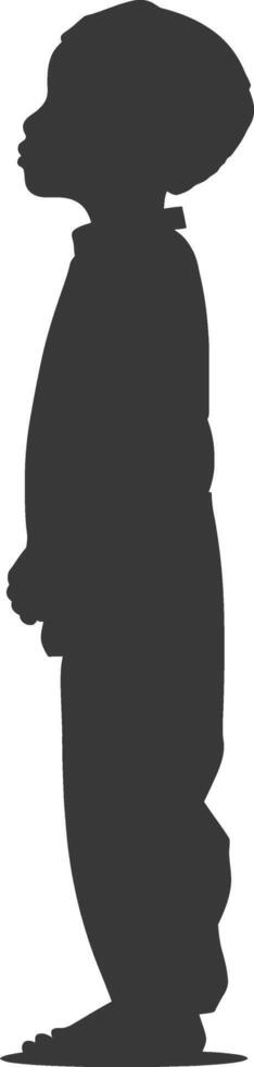 Silhouette muslim little boy black color only vector
