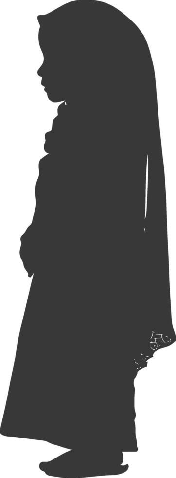 Silhouette muslim little girl black color only vector