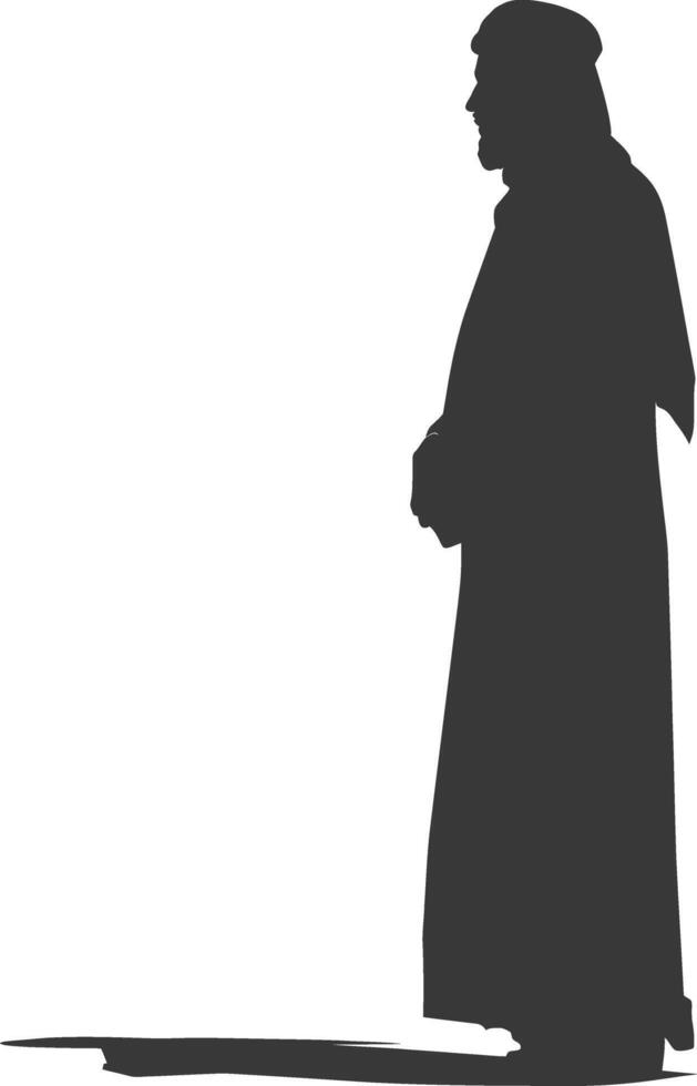 Silhouette muslim man black color only vector