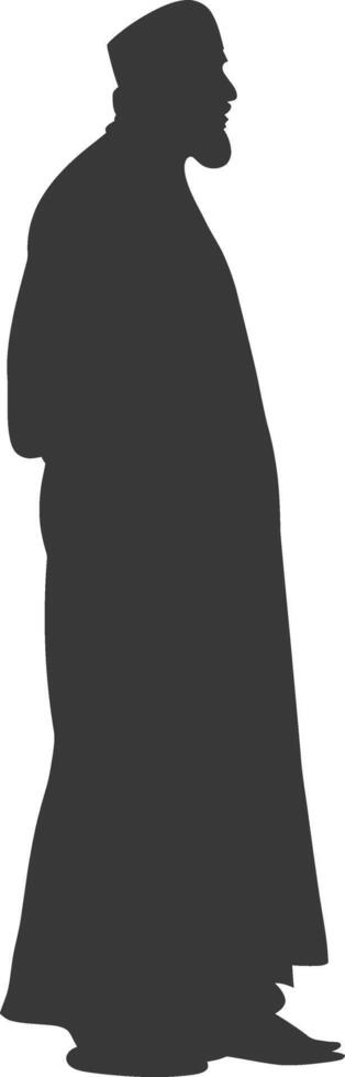 Silhouette muslim man black color only vector