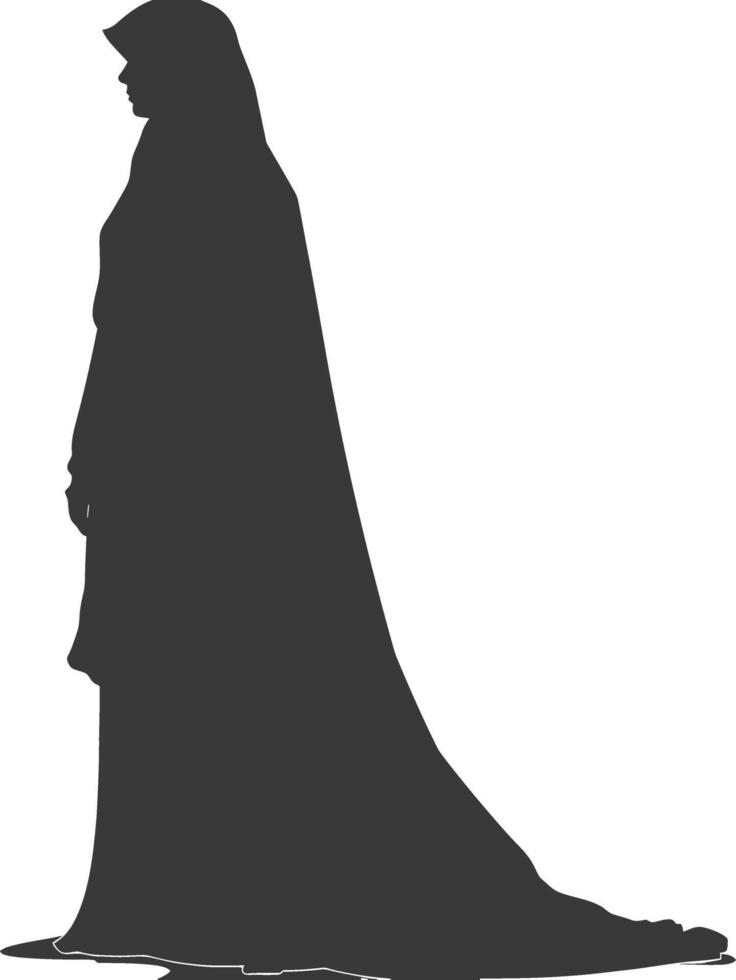 Silhouette muslim woman black color only vector
