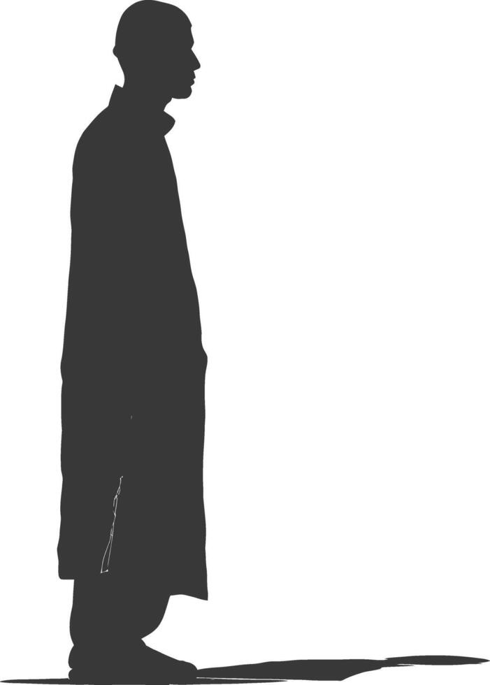 Silhouette muslim man black color only vector