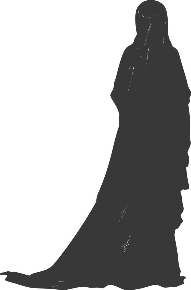 Silhouette muslim woman black color only vector