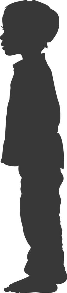 Silhouette muslim little boy black color only vector