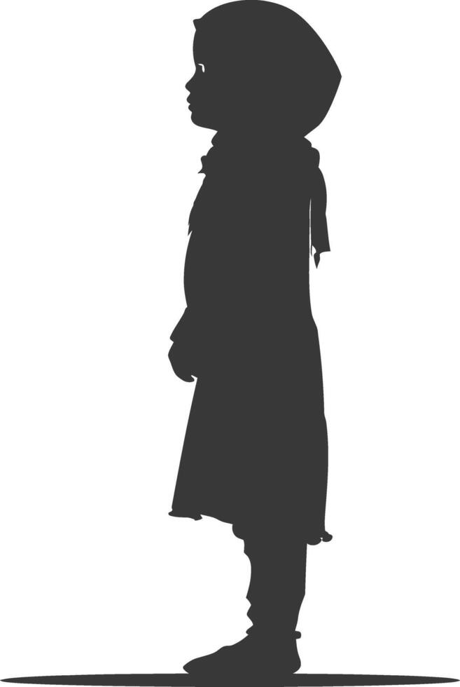 Silhouette muslim little girl black color only vector