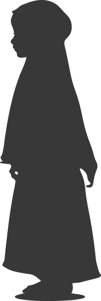 Silhouette muslim little girl black color only vector