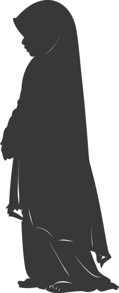 Silhouette muslim little girl black color only vector
