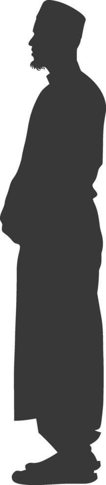 Silhouette muslim man black color only vector