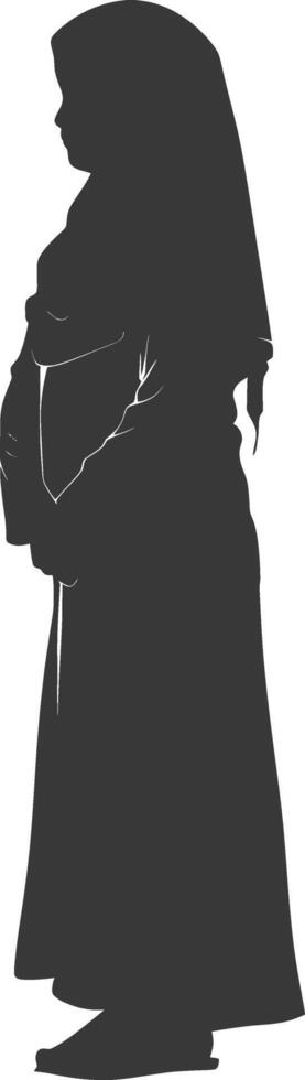 Silhouette muslim little girl black color only vector