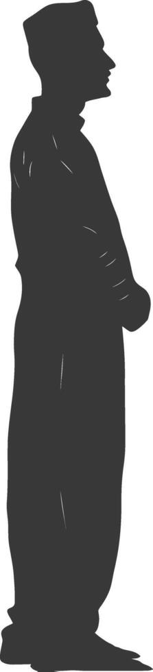 Silhouette muslim man black color only vector