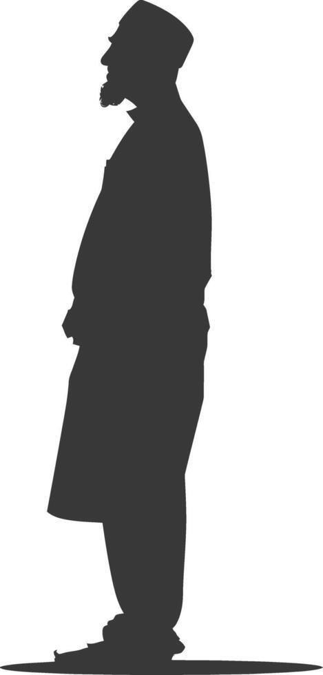 Silhouette muslim man black color only vector