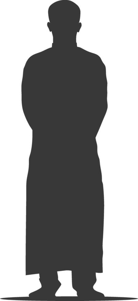 Silhouette muslim man black color only vector