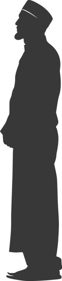 Silhouette muslim man black color only vector