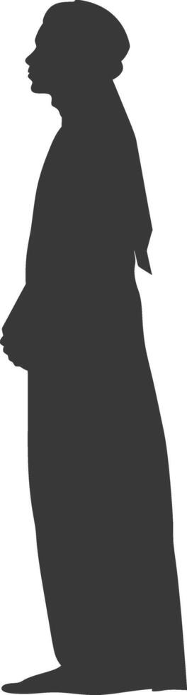 Silhouette muslim man black color only vector