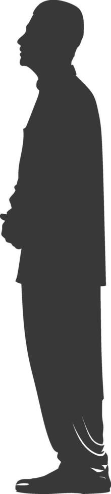 Silhouette muslim man black color only vector