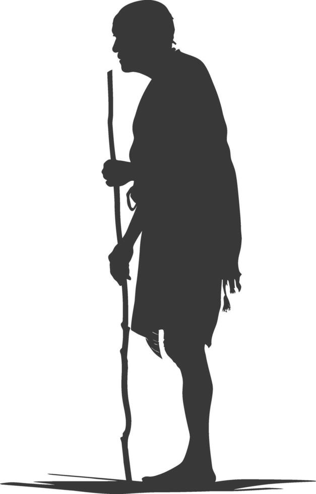 Silhouette native African tribe elderly man black color only vector