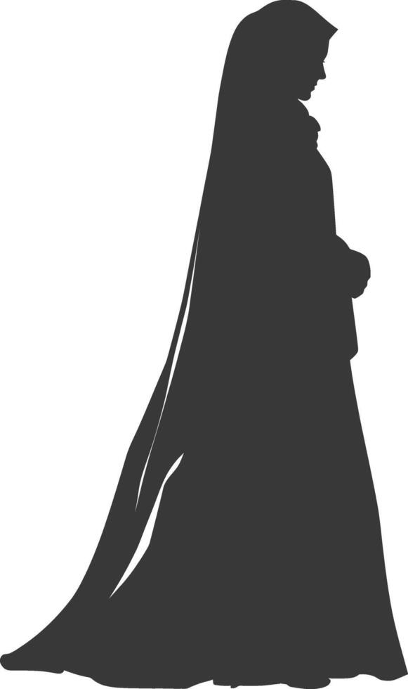Silhouette muslim woman black color only vector