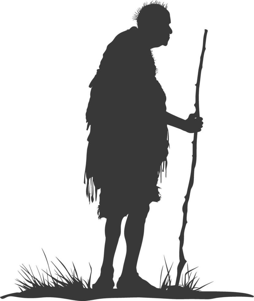 Silhouette native African tribe elderly man black color only vector