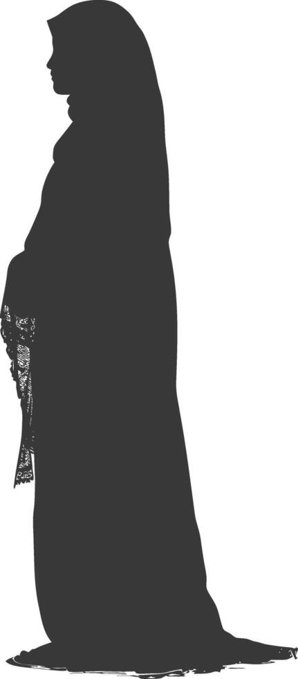 Silhouette muslim woman black color only vector