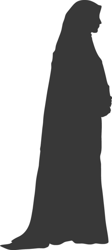 Silhouette muslim woman black color only vector