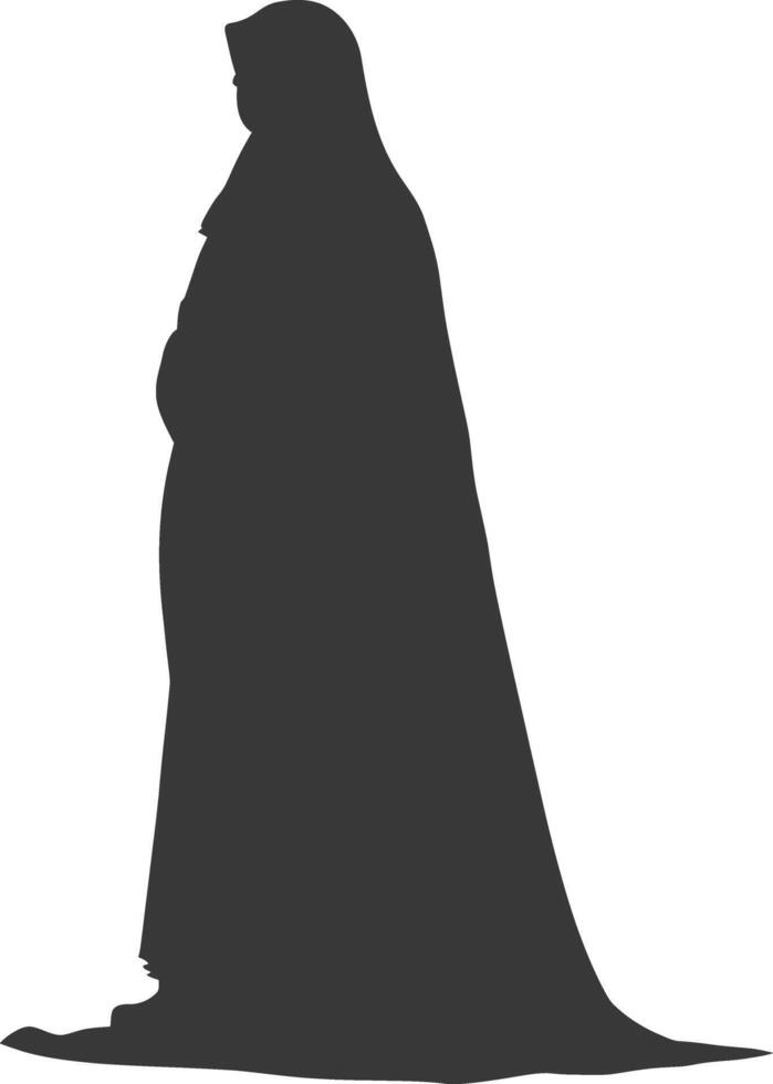Silhouette muslim woman black color only vector