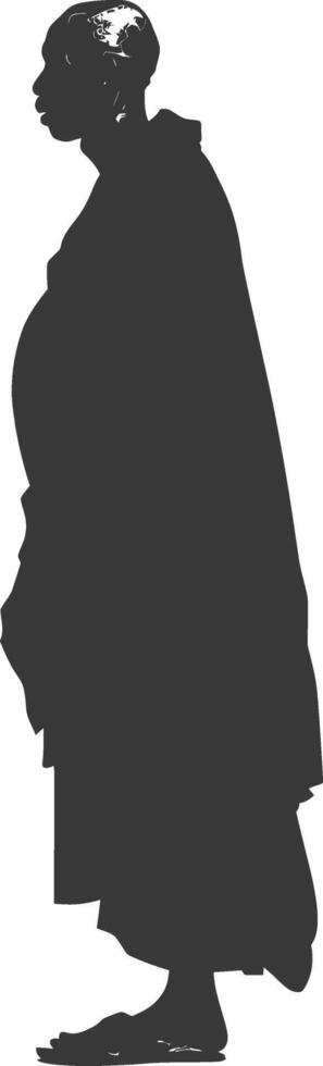 Silhouette native African tribe elderly man black color only vector