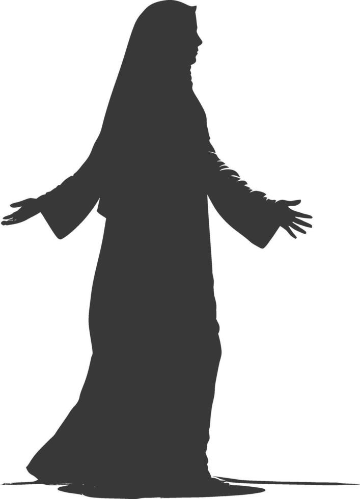 Silhouette muslim woman black color only vector