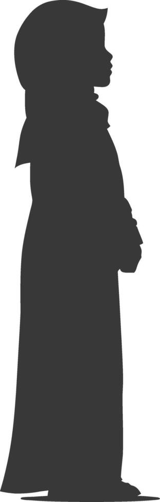 Silhouette muslim little girl black color only vector