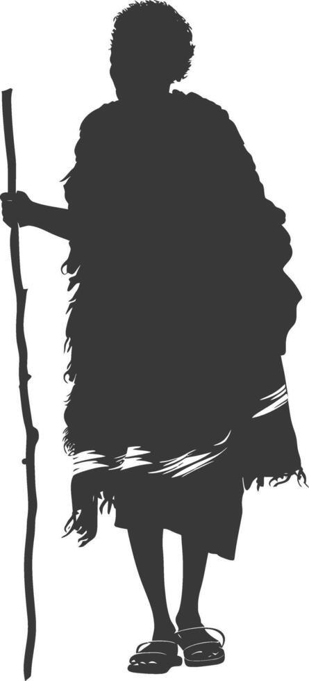 Silhouette native African tribe elderly woman black color only vector