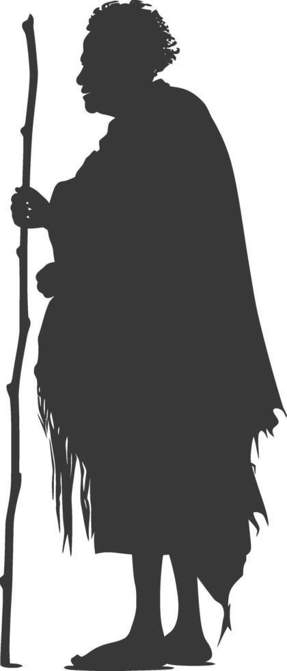 Silhouette native African tribe elderly woman black color only vector