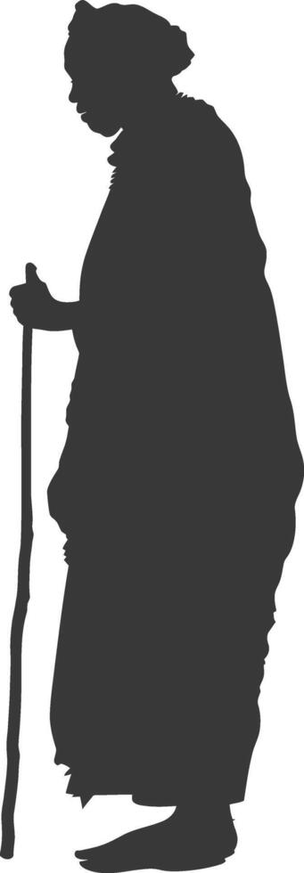 Silhouette native African tribe elderly woman black color only vector