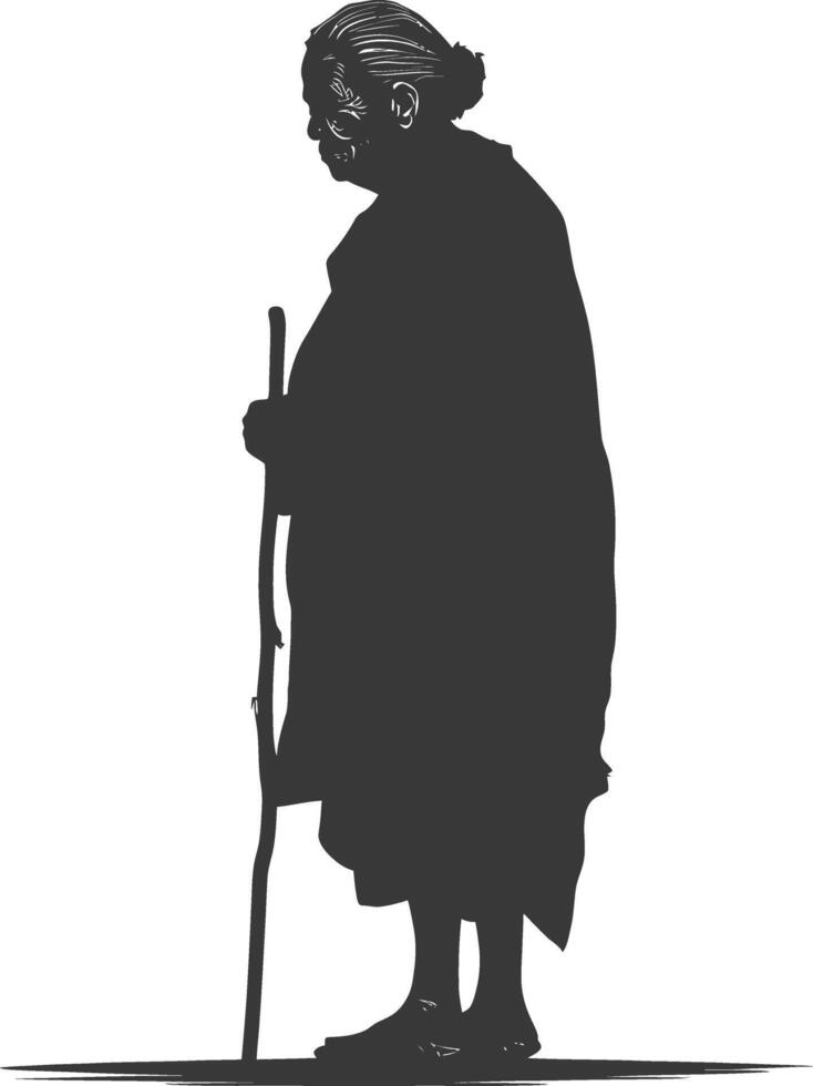 Silhouette native African tribe elderly woman black color only vector
