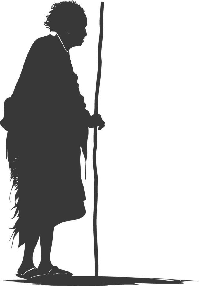 Silhouette native African tribe elderly woman black color only vector