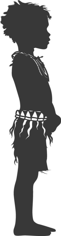 Silhouette native African tribe little boy black color only vector