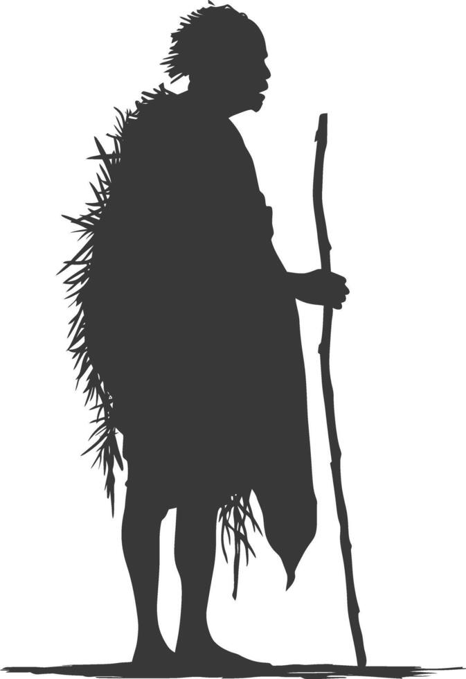 Silhouette native African tribe elderly man black color only vector